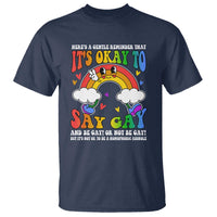 LGBT Ally T Shirt Its Ok To Say Gay Come Out Groovy Rainbow - Wonder Print Shop