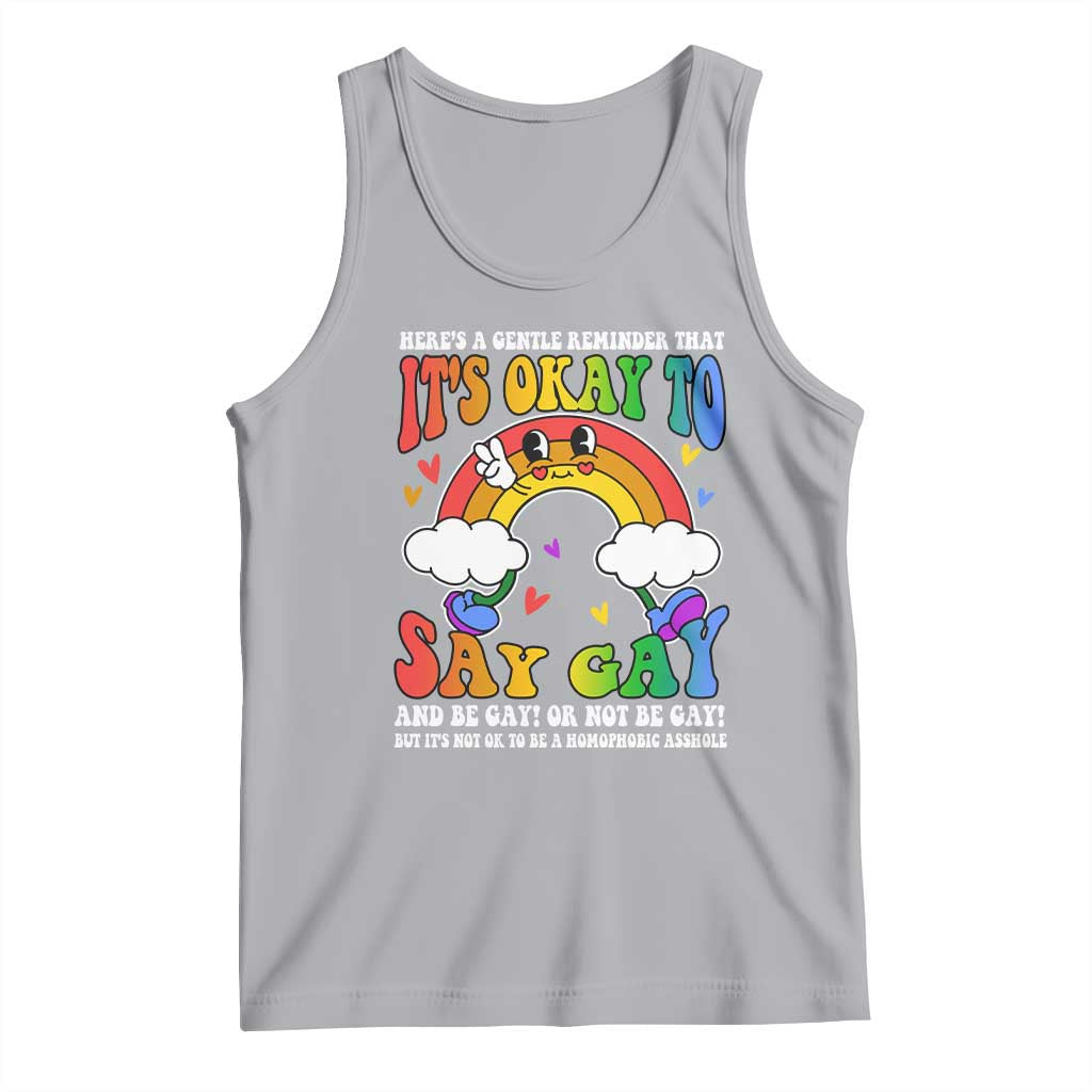 LGBT Ally Tank Top It’s Ok To Say Gay Come Out Groovy Rainbow
