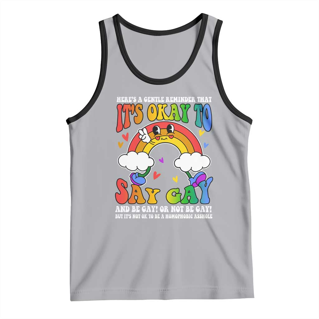 LGBT Ally Tank Top It’s Ok To Say Gay Come Out Groovy Rainbow