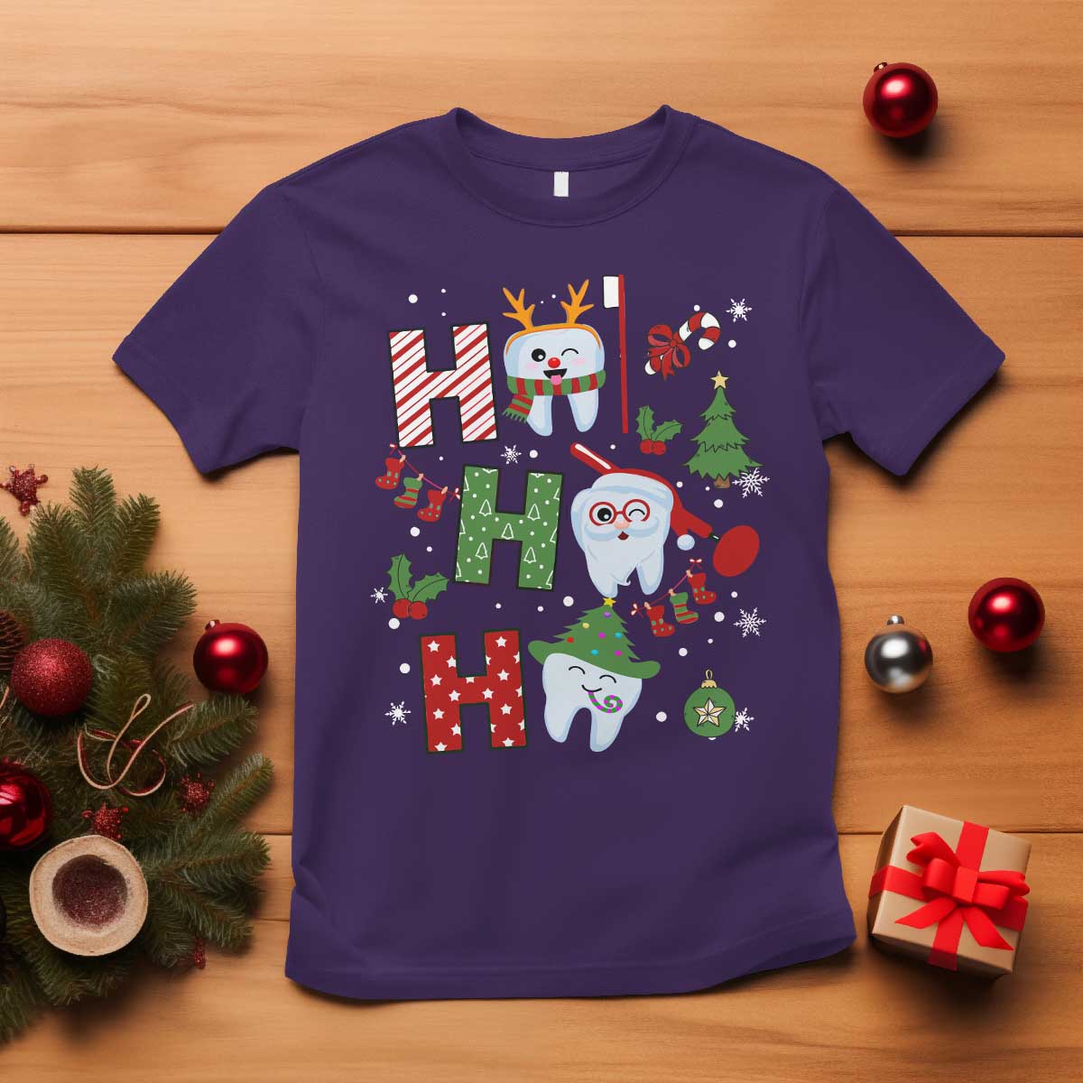 Dentist Christmas Ho Ho Ho Funny Tooth Dental T Shirt - Wonder Print Shop