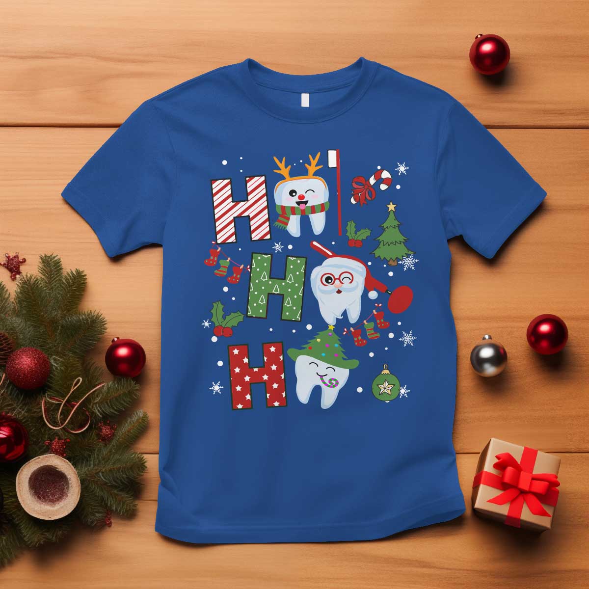 Dentist Christmas Ho Ho Ho Funny Tooth Dental T Shirt - Wonder Print Shop