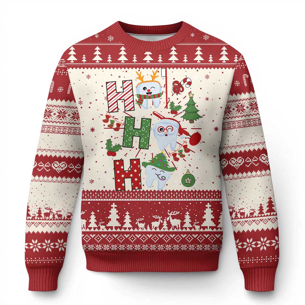 Christmas Dentist Ugly Christmas Sweater Ho Ho Ho Tooth Dental - Wonder Print Shop