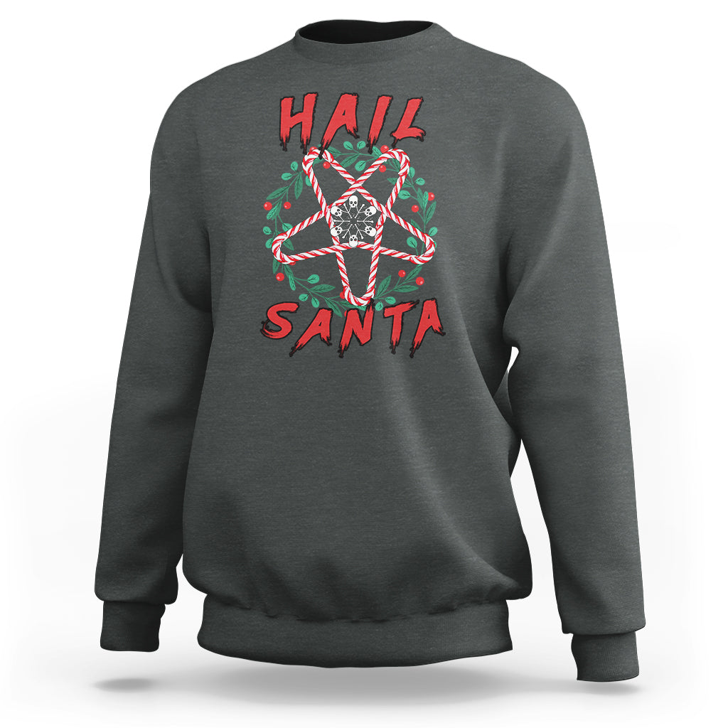 Hail Santa Krampus Ugly Christmas Candy Star Sweatshirt - Wonder Print Shop