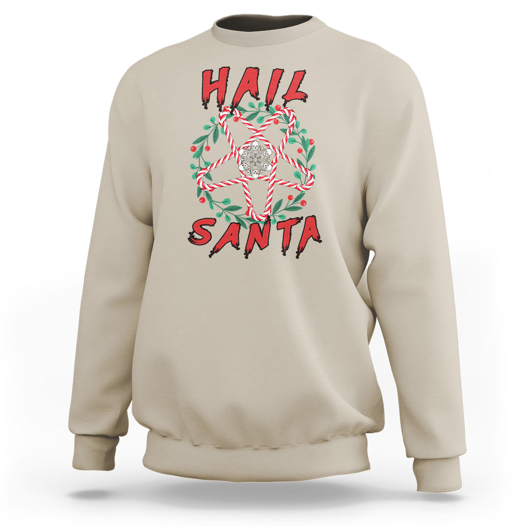 Hail Santa Krampus Ugly Christmas Candy Star Sweatshirt - Wonder Print Shop