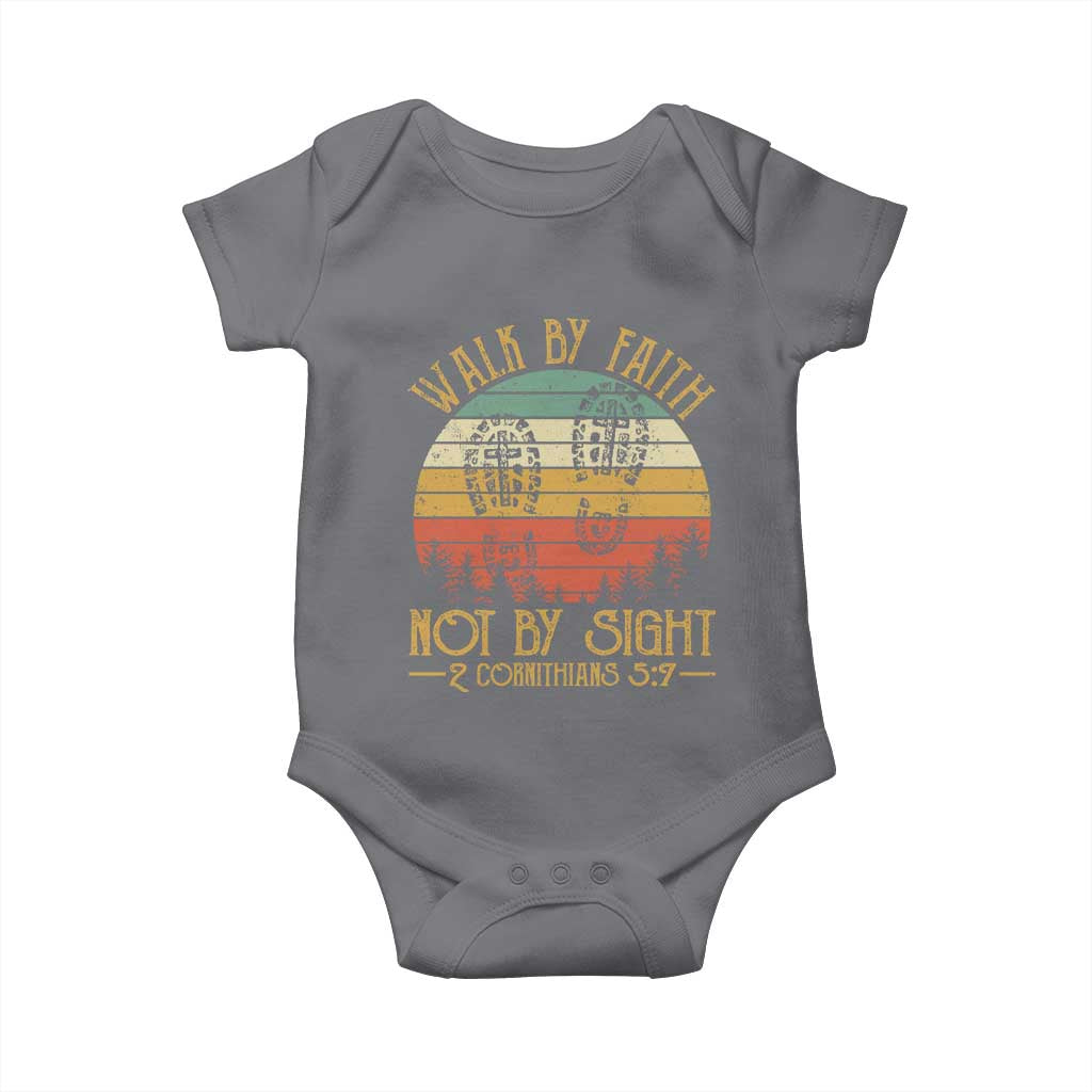 Christian Baby Onesie Walk By Faith Not By Sight Retro