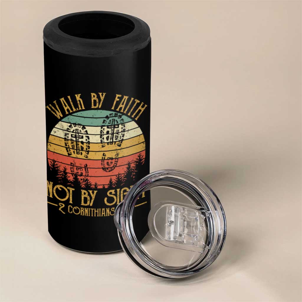 Christian 4 in 1 Can Cooler Tumbler Walk By Faith Not By Sight Retro