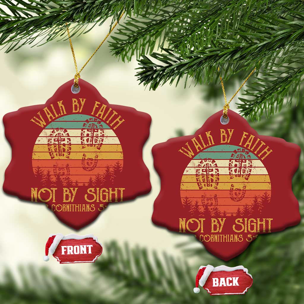 Christian Christmas Ornament Walk By Faith Not By Sight Retro - Wonder Print Shop