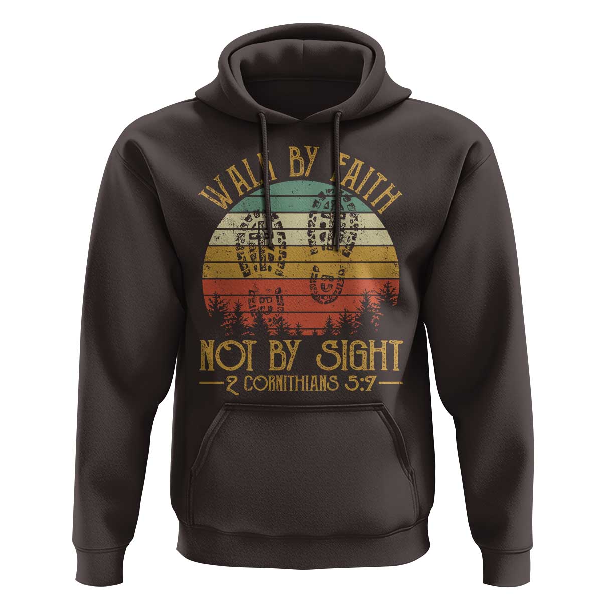 Christian Hoodie Walk By Faith Not By Sight Retro