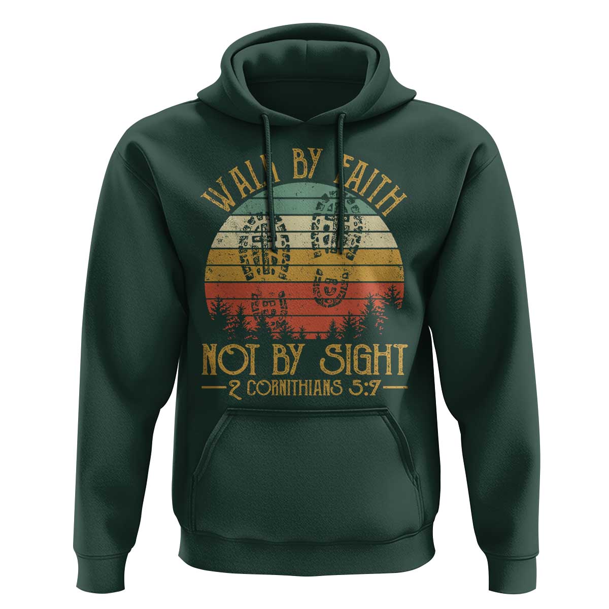 Christian Hoodie Walk By Faith Not By Sight Retro