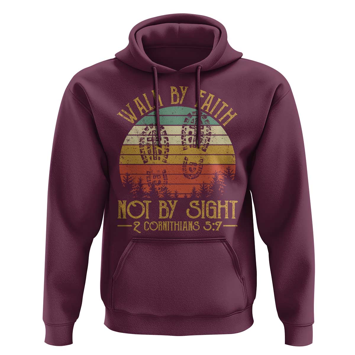 Christian Hoodie Walk By Faith Not By Sight Retro
