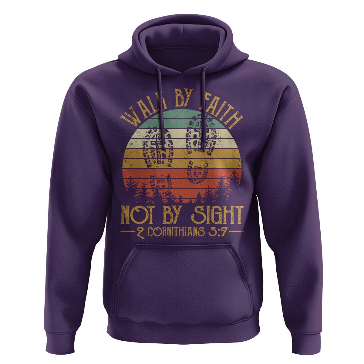Christian Hoodie Walk By Faith Not By Sight Retro