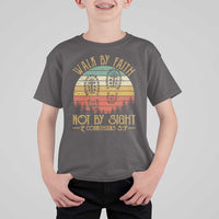 Christian T Shirt For Kid Walk By Faith Not By Sight Retro - Wonder Print Shop