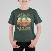 Christian T Shirt For Kid Walk By Faith Not By Sight Retro - Wonder Print Shop