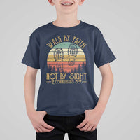 Christian T Shirt For Kid Walk By Faith Not By Sight Retro - Wonder Print Shop