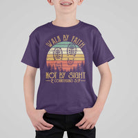 Christian T Shirt For Kid Walk By Faith Not By Sight Retro - Wonder Print Shop