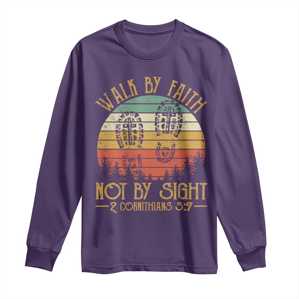 Christian Long Sleeve Shirt Walk By Faith Not By Sight Retro