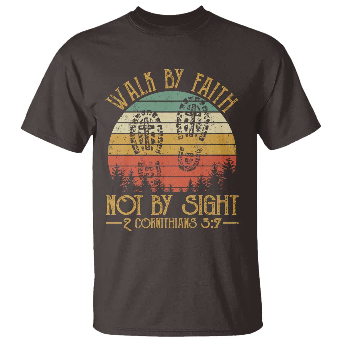 Christian T Shirt Walk By Faith Not By Sight Retro - Wonder Print Shop