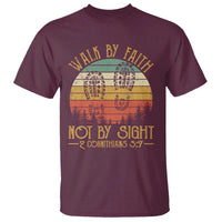 Christian T Shirt Walk By Faith Not By Sight Retro - Wonder Print Shop