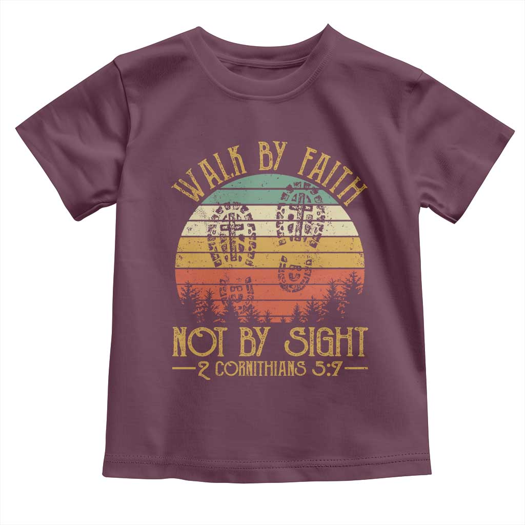 Christian Toddler T Shirt Walk By Faith Not By Sight Retro