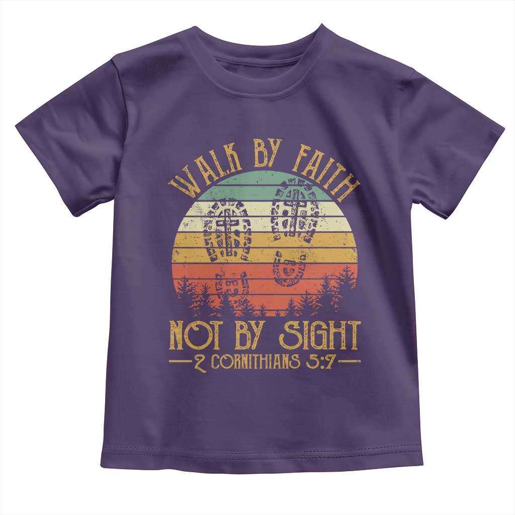 Christian Toddler T Shirt Walk By Faith Not By Sight Retro