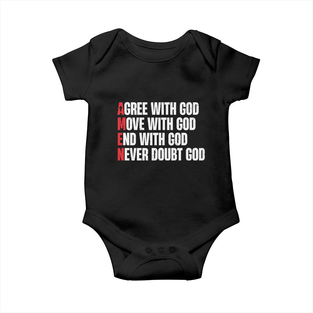 Christian Baby Onesie Amen Agree Move End With God Never Doubt God