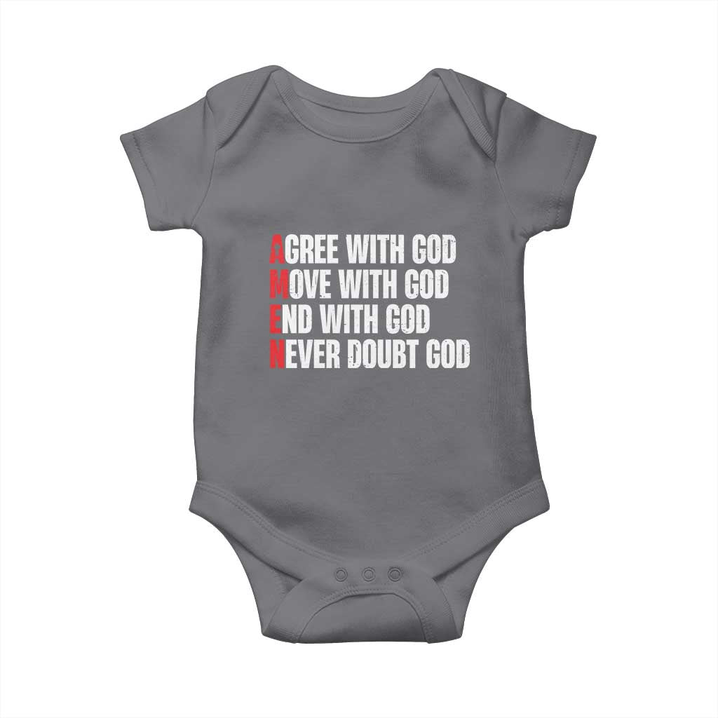 Christian Baby Onesie Amen Agree Move End With God Never Doubt God