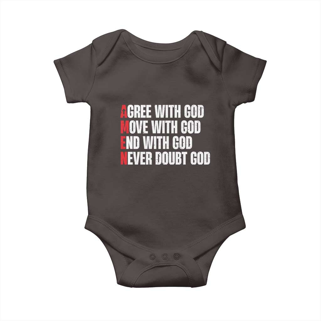 Christian Baby Onesie Amen Agree Move End With God Never Doubt God