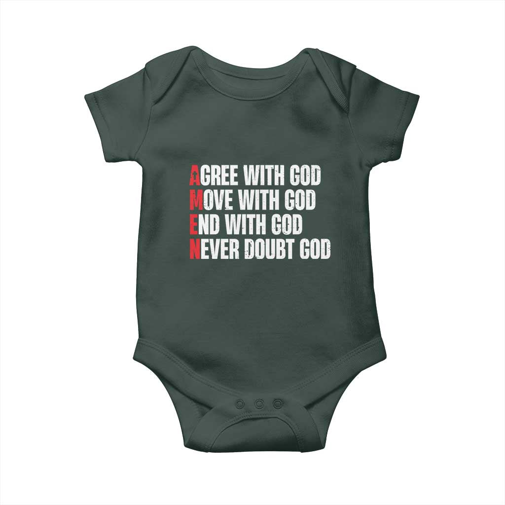 Christian Baby Onesie Amen Agree Move End With God Never Doubt God