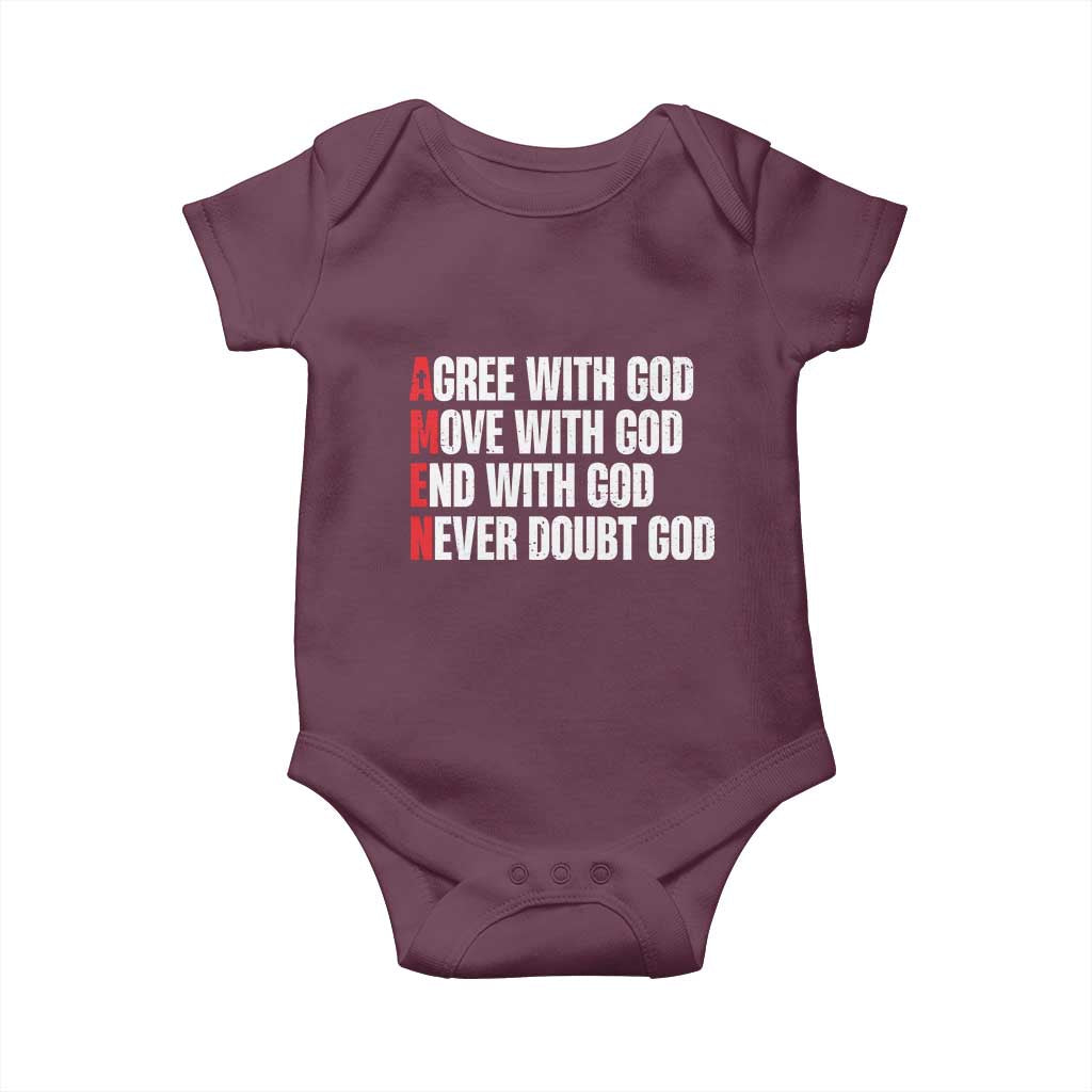 Christian Baby Onesie Amen Agree Move End With God Never Doubt God