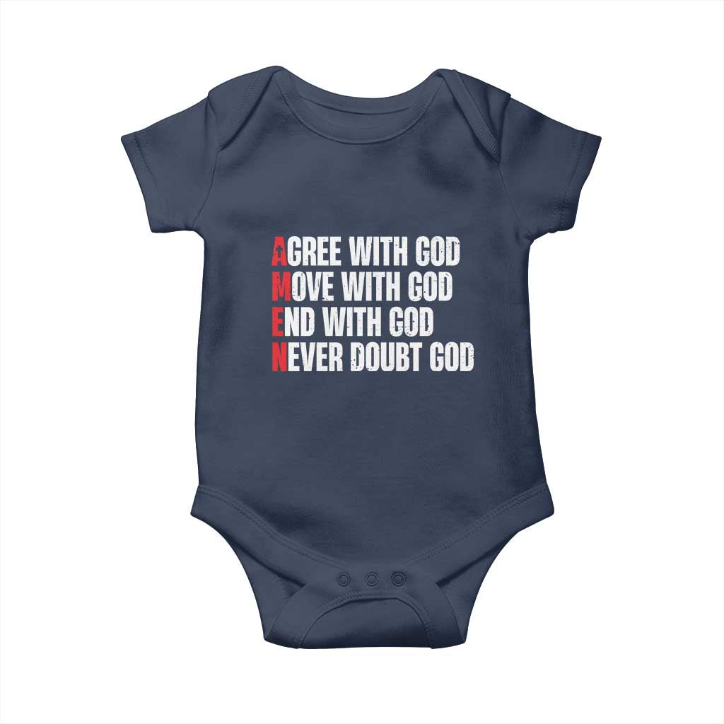 Christian Baby Onesie Amen Agree Move End With God Never Doubt God