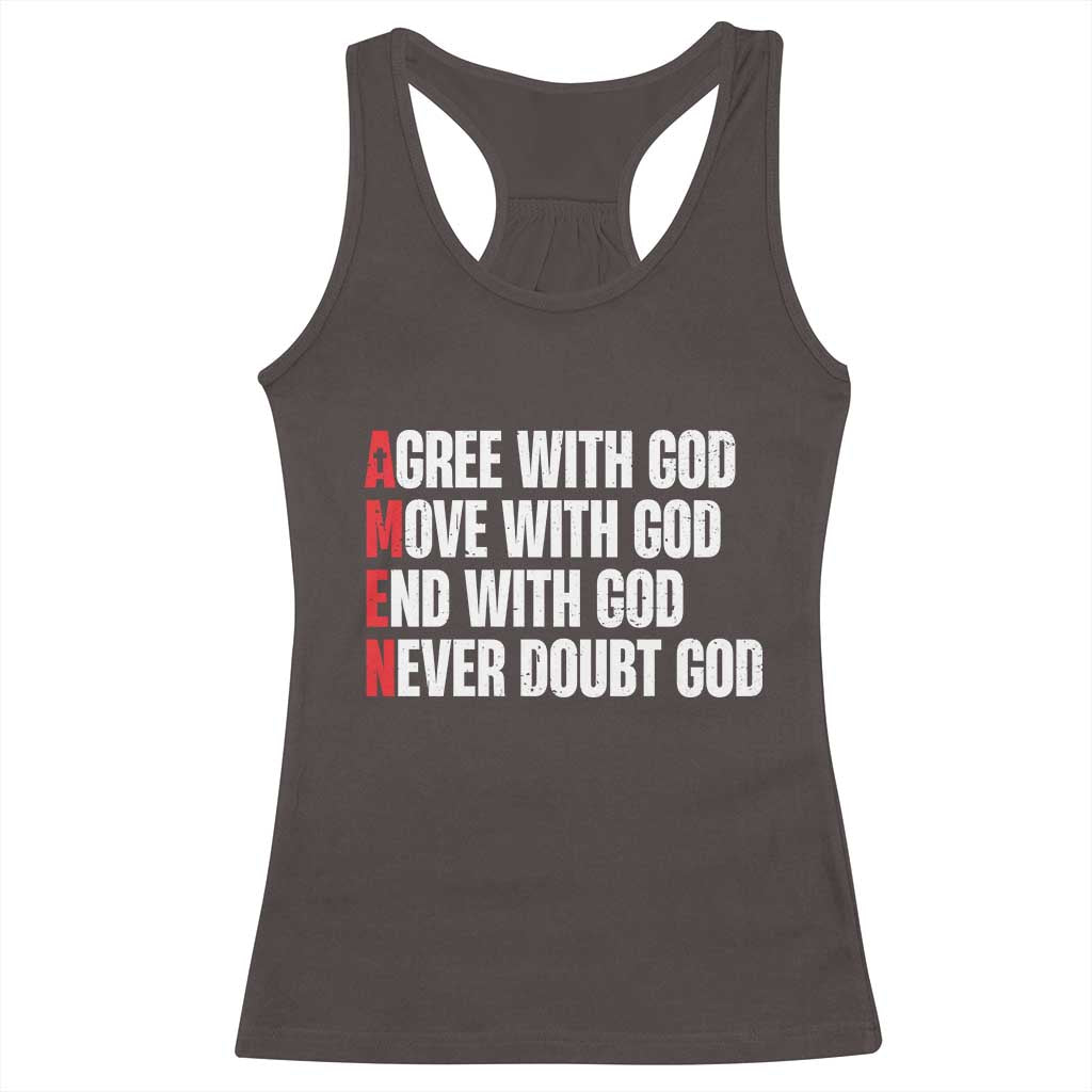 Christian Racerback Tank Top Amen Agree Move End With God Never Doubt God