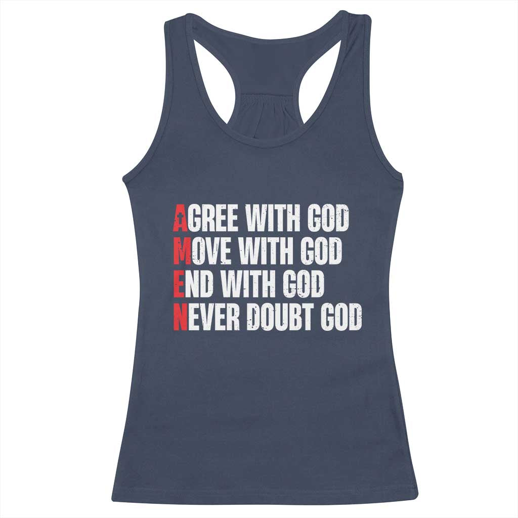 Christian Racerback Tank Top Amen Agree Move End With God Never Doubt God