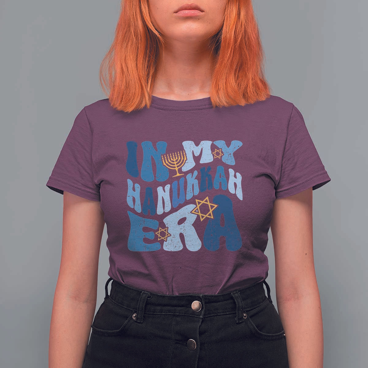 In My Hanukkah Era T Shirt For Women Groovy Chanukkah Jewish - Wonder Print Shop