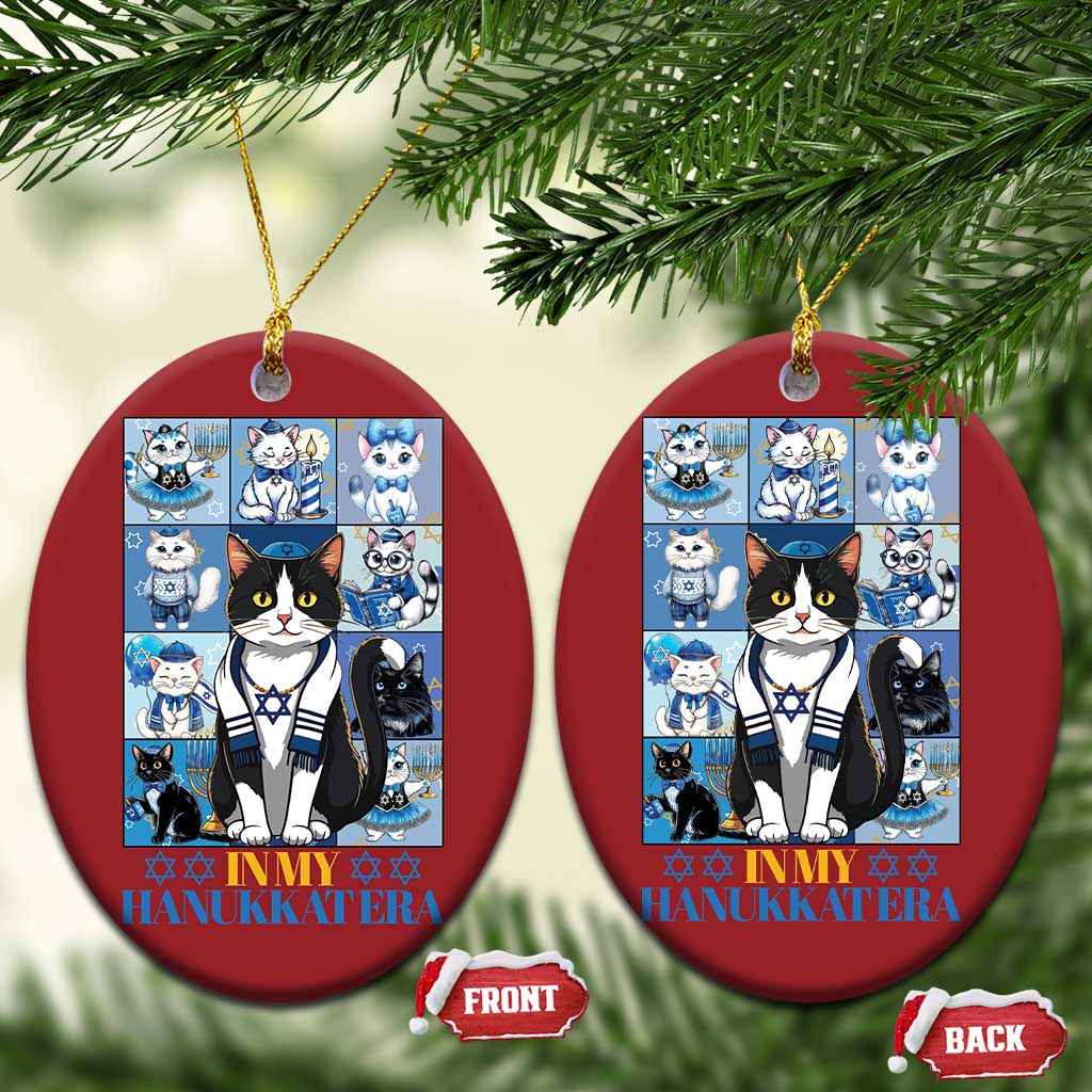 Hanukkah Cat Christmas Ornament In My Hanukkat Era Cute Jewish Cats - Wonder Print Shop