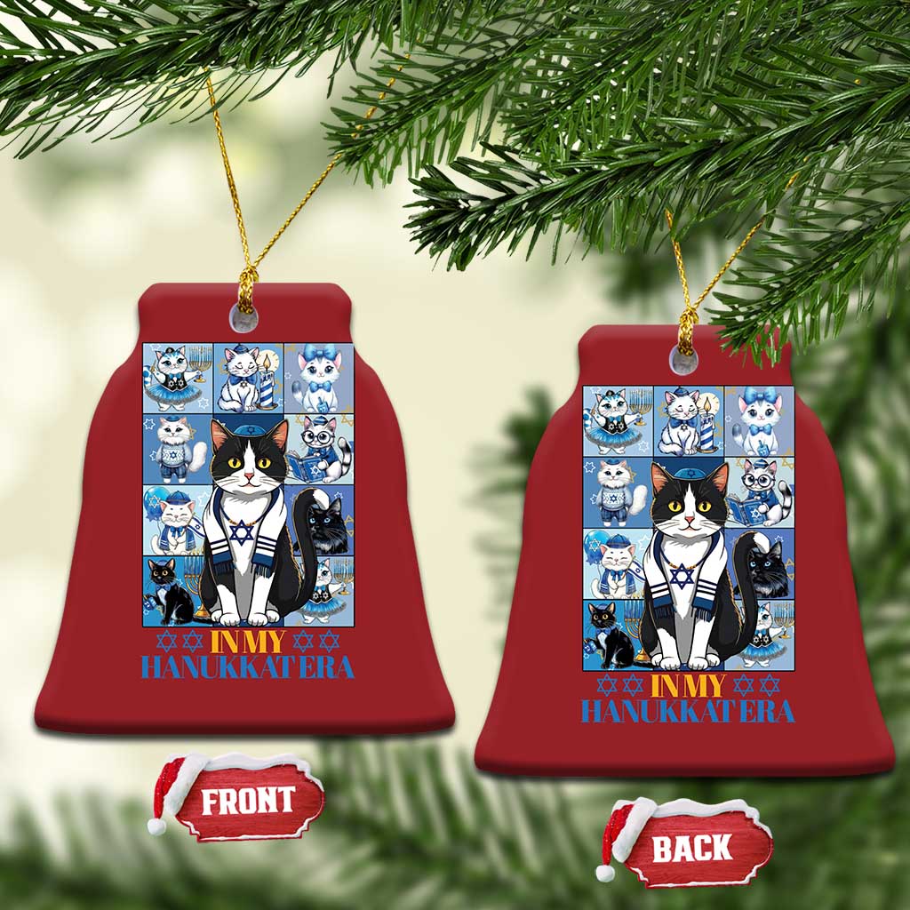 Hanukkah Cat Christmas Ornament In My Hanukkat Era Cute Jewish Cats - Wonder Print Shop