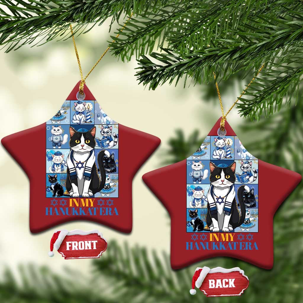 Hanukkah Cat Christmas Ornament In My Hanukkat Era Cute Jewish Cats - Wonder Print Shop