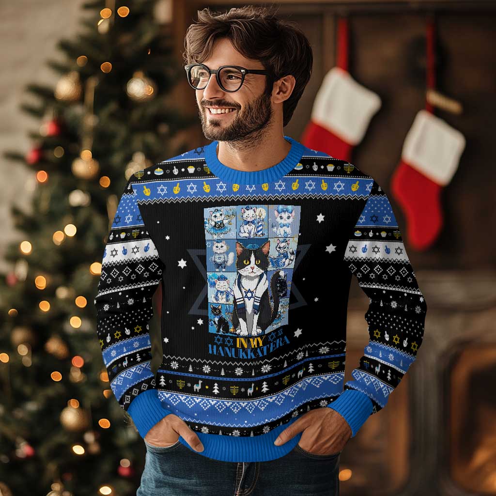 In My Hanukkat Era Cat Hanukkah Ugly Sweater Cute Jewish Cats - Wonder Print Shop