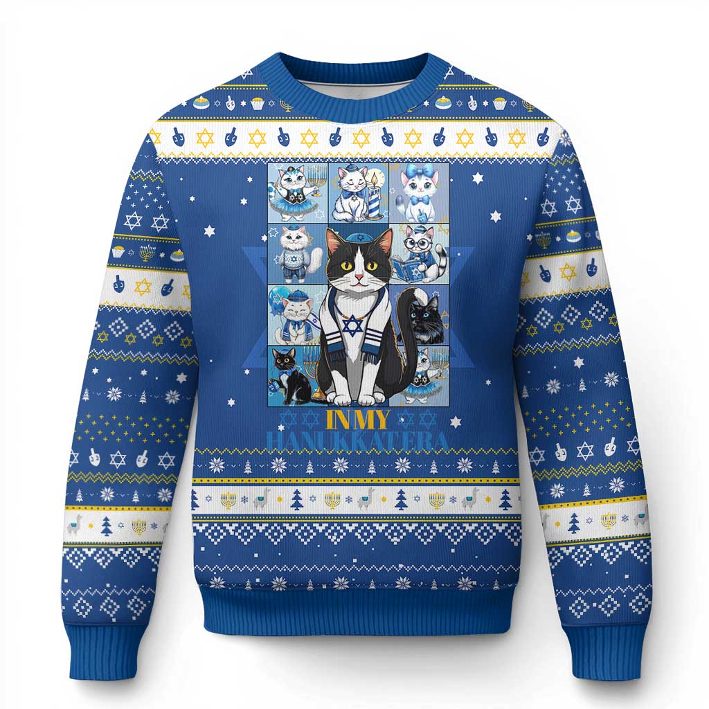 In My Hanukkat Era Cat Hanukkah Ugly Sweater Cute Jewish Cats - Wonder Print Shop