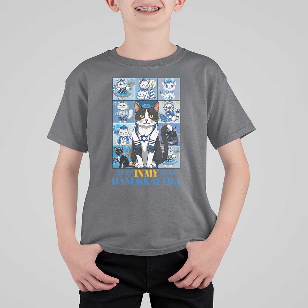 Hanukkah Cat T Shirt For Kid In My Hanukkat Era Cute Jewish Cats - Wonder Print Shop