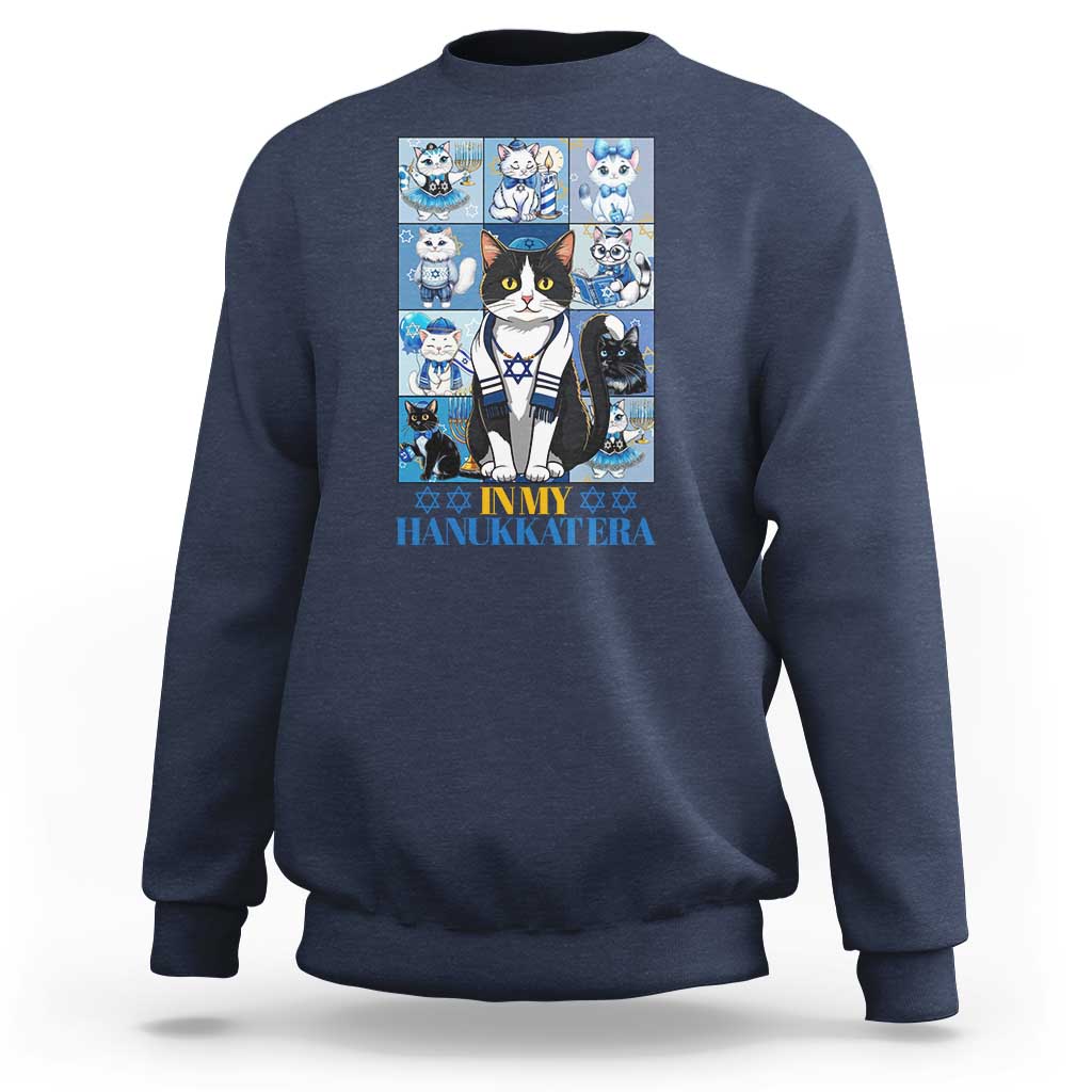Hanukkah Cat Sweatshirt In My Hanukkat Era Cute Jewish Cats - Wonder Print Shop