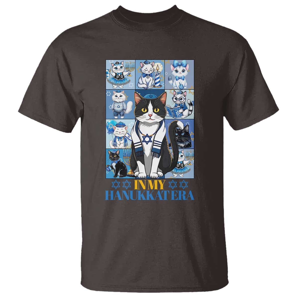 Hanukkah Cat T Shirt In My Hanukkat Era Cute Jewish Cats - Wonder Print Shop