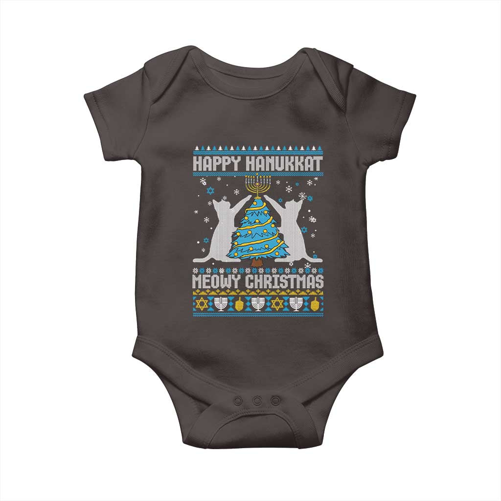 Hanukkah Christmas Cat Baby Onesie Happy Hanukkat Meowy Christmas