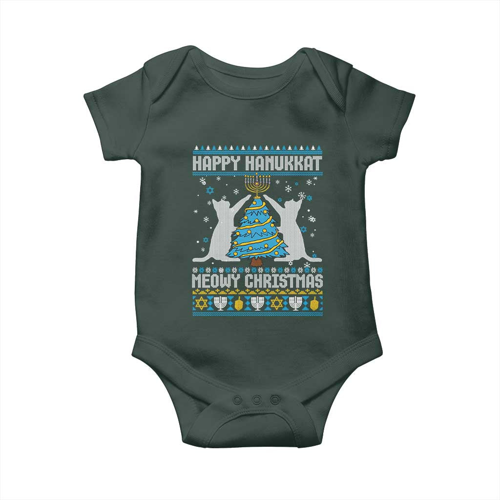Hanukkah Christmas Cat Baby Onesie Happy Hanukkat Meowy Christmas