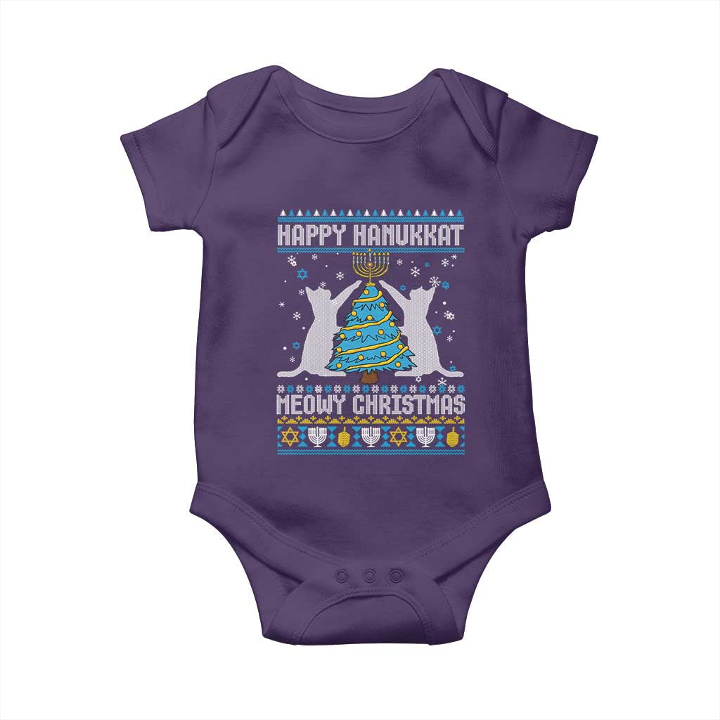 Hanukkah Christmas Cat Baby Onesie Happy Hanukkat Meowy Christmas