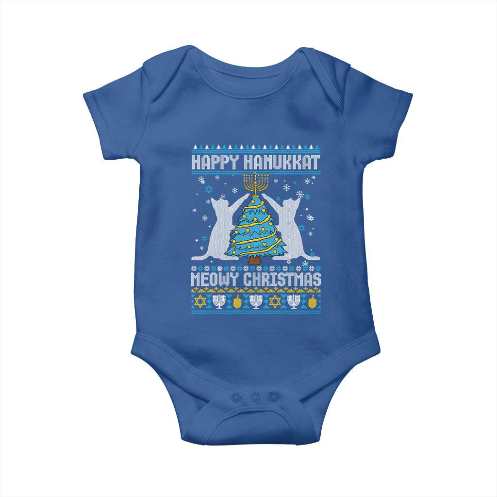 Hanukkah Christmas Cat Baby Onesie Happy Hanukkat Meowy Christmas