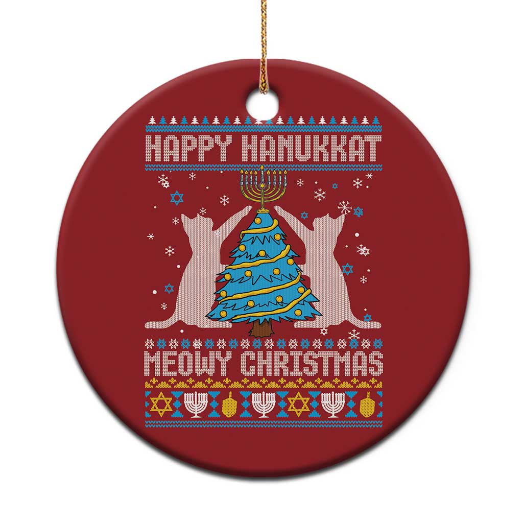 Hanukkah Christmas Cat Christmas Ornament Happy Hanukkat Meowy Christmas - Wonder Print Shop