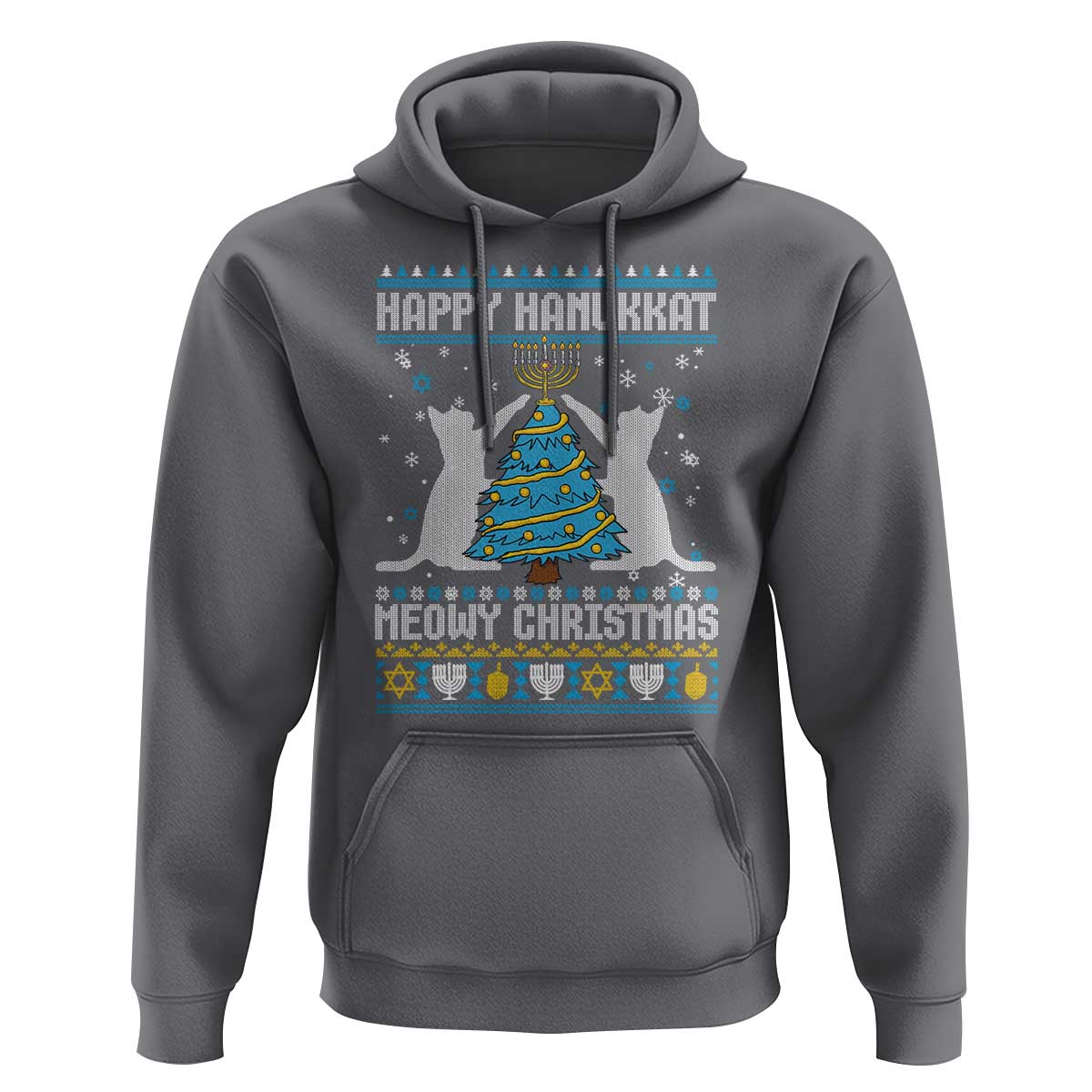 Hanukkah Christmas Cat Hoodie Happy Hanukkat Meowy Christmas