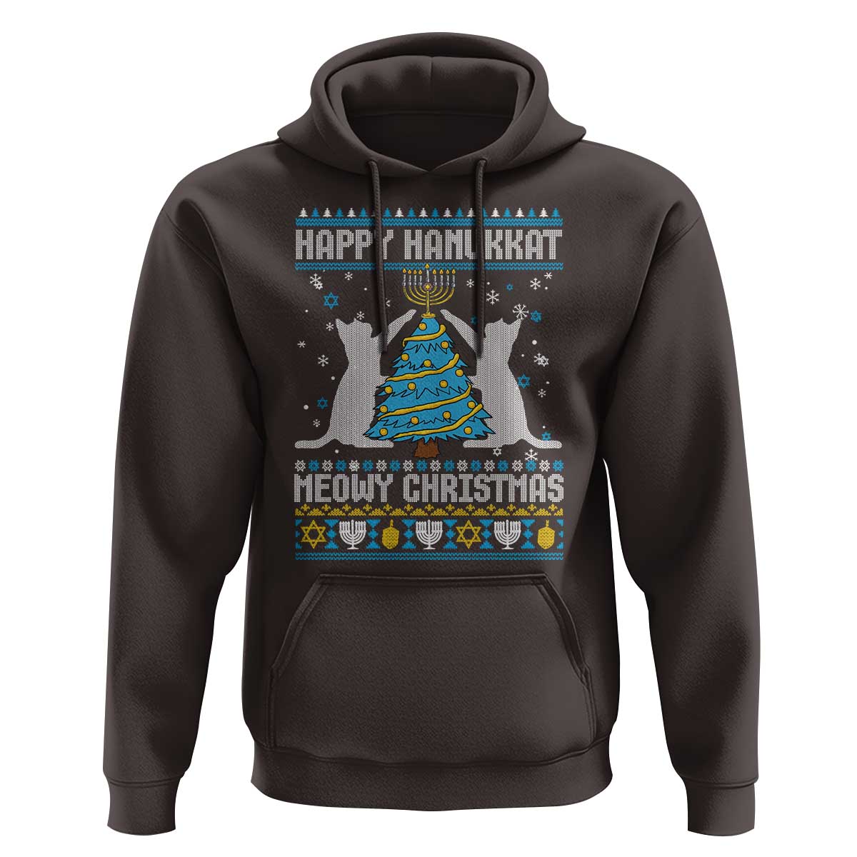 Hanukkah Christmas Cat Hoodie Happy Hanukkat Meowy Christmas
