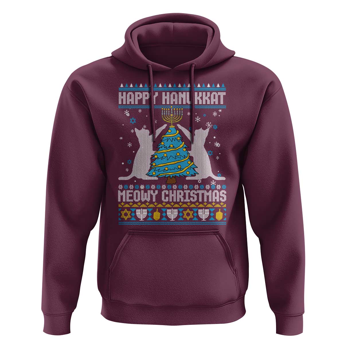 Hanukkah Christmas Cat Hoodie Happy Hanukkat Meowy Christmas