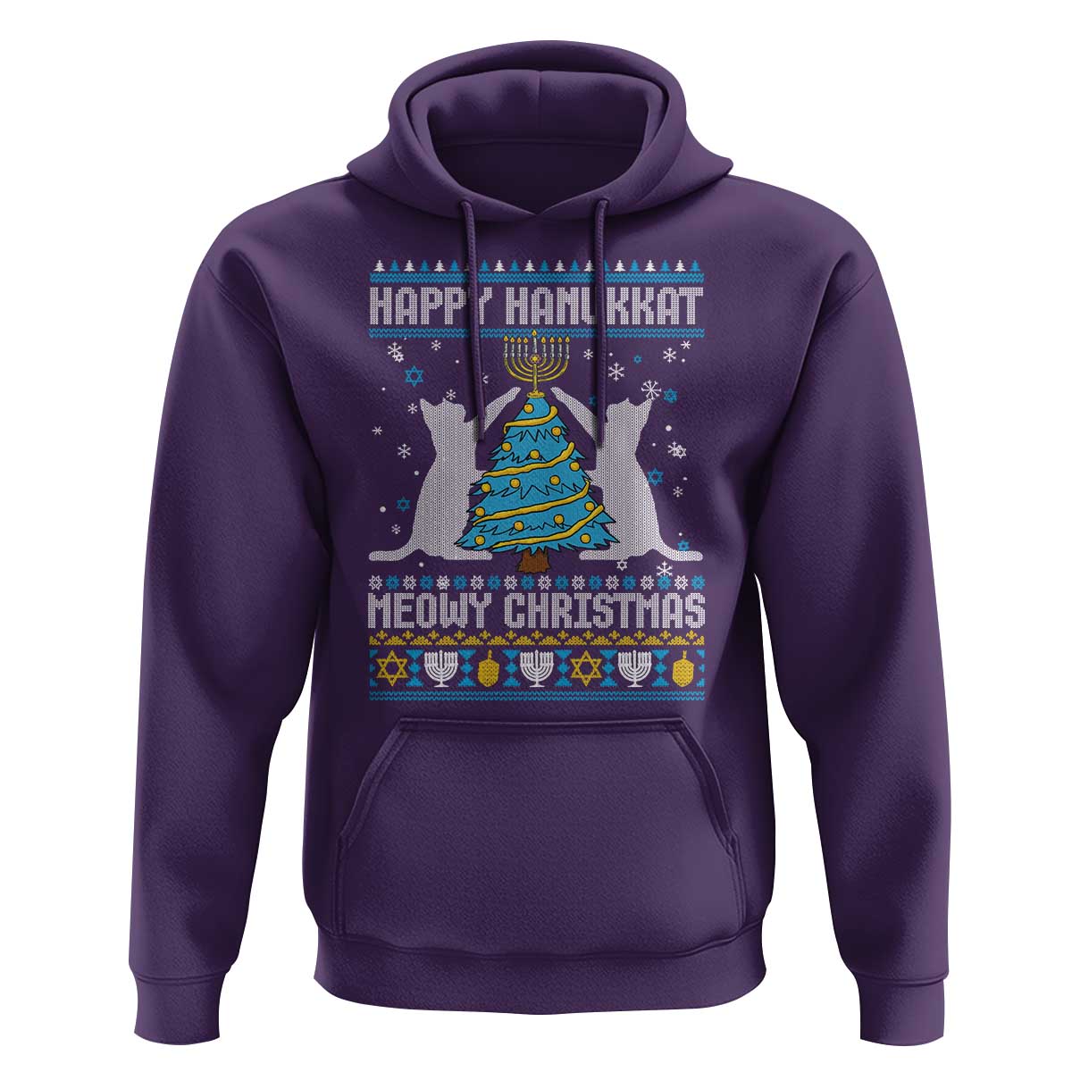 Hanukkah Christmas Cat Hoodie Happy Hanukkat Meowy Christmas